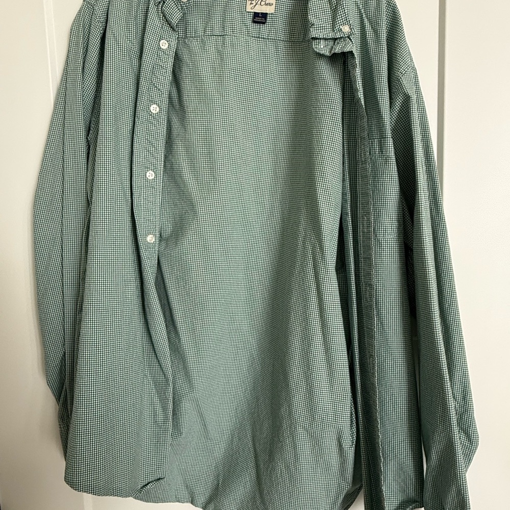 J. Crew Green Checkered Cotton Shirt
